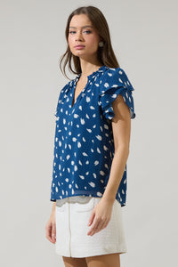 Elodie Dot Montie Ruffle Tie Neck Blouse