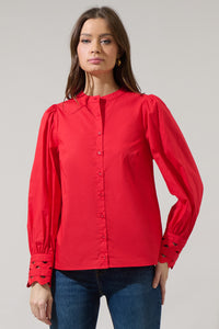 Ziana Button Down Ric Rac Trim Shirt