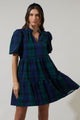 Hudson Plaid Jacey Babydoll Mini Dress