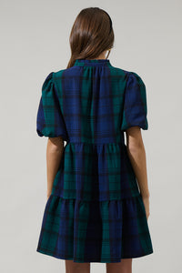 Hudson Plaid Jacey Babydoll Mini Dress