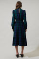 Hudson Plaid Caitlyn Smock Sleeve Midi Dress