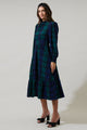 Hudson Plaid Caitlyn Smock Sleeve Midi Dress