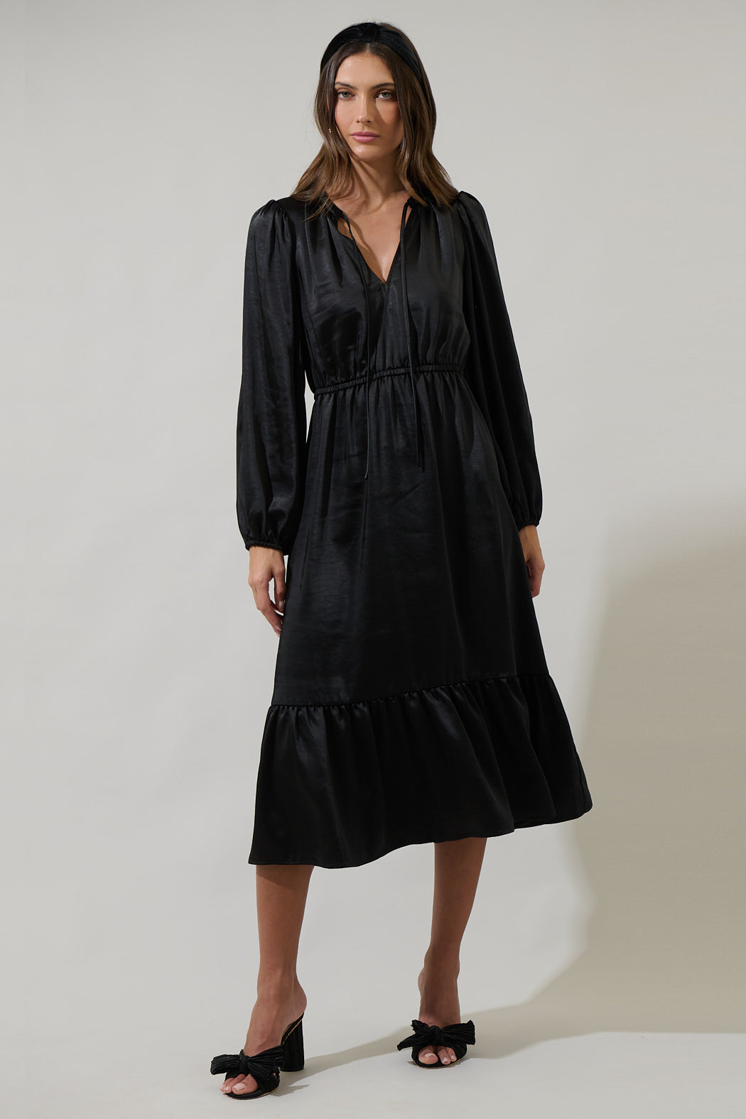 Alexia Satin Balloon Sleeve Midi Dress Sugarlips Alexia Satin Balloon Sleeve Midi Dress Sugarlips