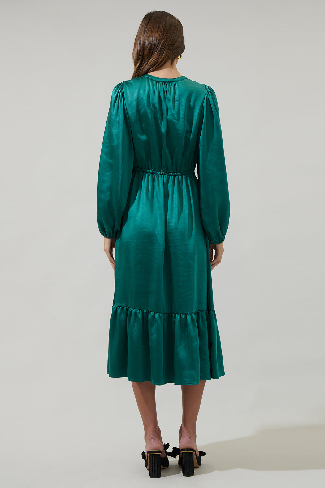 Alexia Satin Balloon Sleeve Midi Dress Sugarlips Alexia Satin Balloon Sleeve Midi Dress Sugarlips