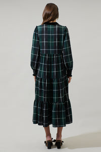 Sweet Beyond Plaid Sherril Long Sleeve Maxi Dress