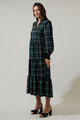 Sweet Beyond Plaid Sherril Long Sleeve Maxi Dress