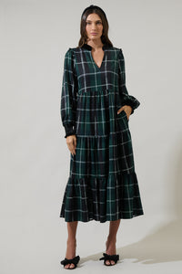 Sweet Beyond Plaid Sherril Long Sleeve Maxi Dress