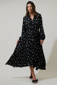 Kaline Polka Dot Marisa Pleated Midi Dress