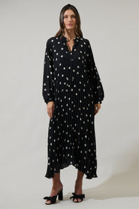 Kaline Polka Dot Marisa Pleated Midi Dress