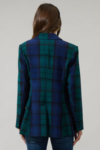 Hudson Plaid Suave Fitted Notch Lapel Blazer