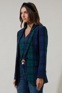 Hudson Plaid Suave Fitted Notch Lapel Blazer