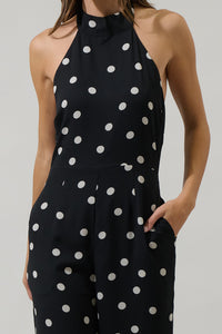 Kaline Polka Dot After Hours Halter Jumpsuit