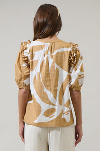 Hazel Abstract Noche Tie Neck Blouse