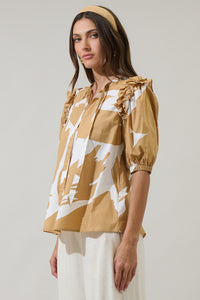 Hazel Abstract Noche Tie Neck Blouse