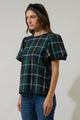 Sweet Beyond Plaid Puff Sleeve Blouse