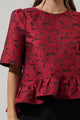 Alena Jacquard Floral Ruffle Top