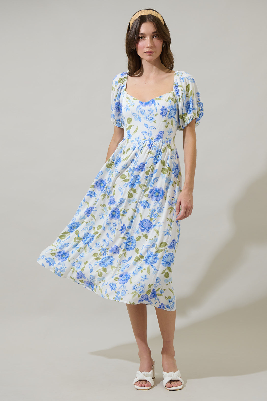 Milla Floral Alessi Puff Sleeve Midi Dress Sugarlips Milla Floral Alessi Puff Sleeve Midi Dress Sugarlips