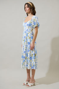 Milla Floral Alessi Puff Sleeve Midi Dress