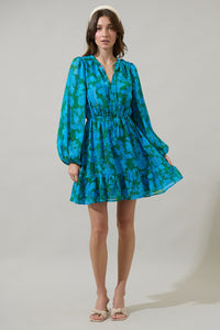 Amren Floral Paxton Balloon Sleeve Mini Dress