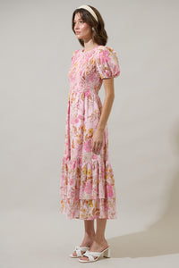 Solanda Floral Aruba Smocked Midi Dress