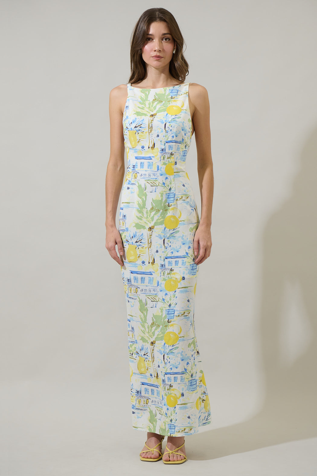 amalfi maxi slip dress Amalfi Coast Mizie Open Back Maxi Dress BLUE-MUL / S by Sugarlips