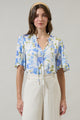 Milla Floral Ruffle Split Neck Dupont Top