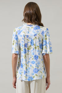 Milla Floral Ruffle Split Neck Dupont Top