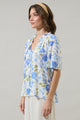 Milla Floral Ruffle Split Neck Dupont Top