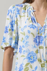 Milla Floral Ruffle Split Neck Dupont Top