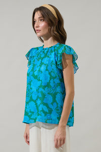 Amren Floral Veda Cap Sleeve Top