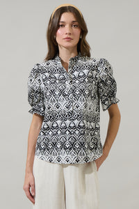 La Palma Floral Clove Puff Sleeve Top