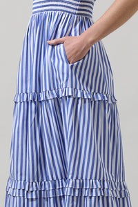 Brandy Striped Palmer Poplin Tiered Maxi Dress