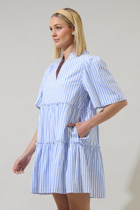 Boe Striped Dixie Split Neck Shift Dress