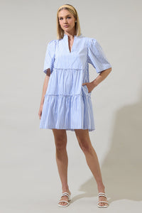 Boe Striped Dixie Split Neck Shift Dress