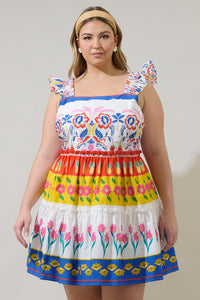 Olympia Floral Ruffle Tiered Mini Dress Curve