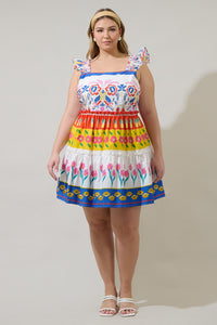 Olympia Floral Ruffle Tiered Mini Dress Curve