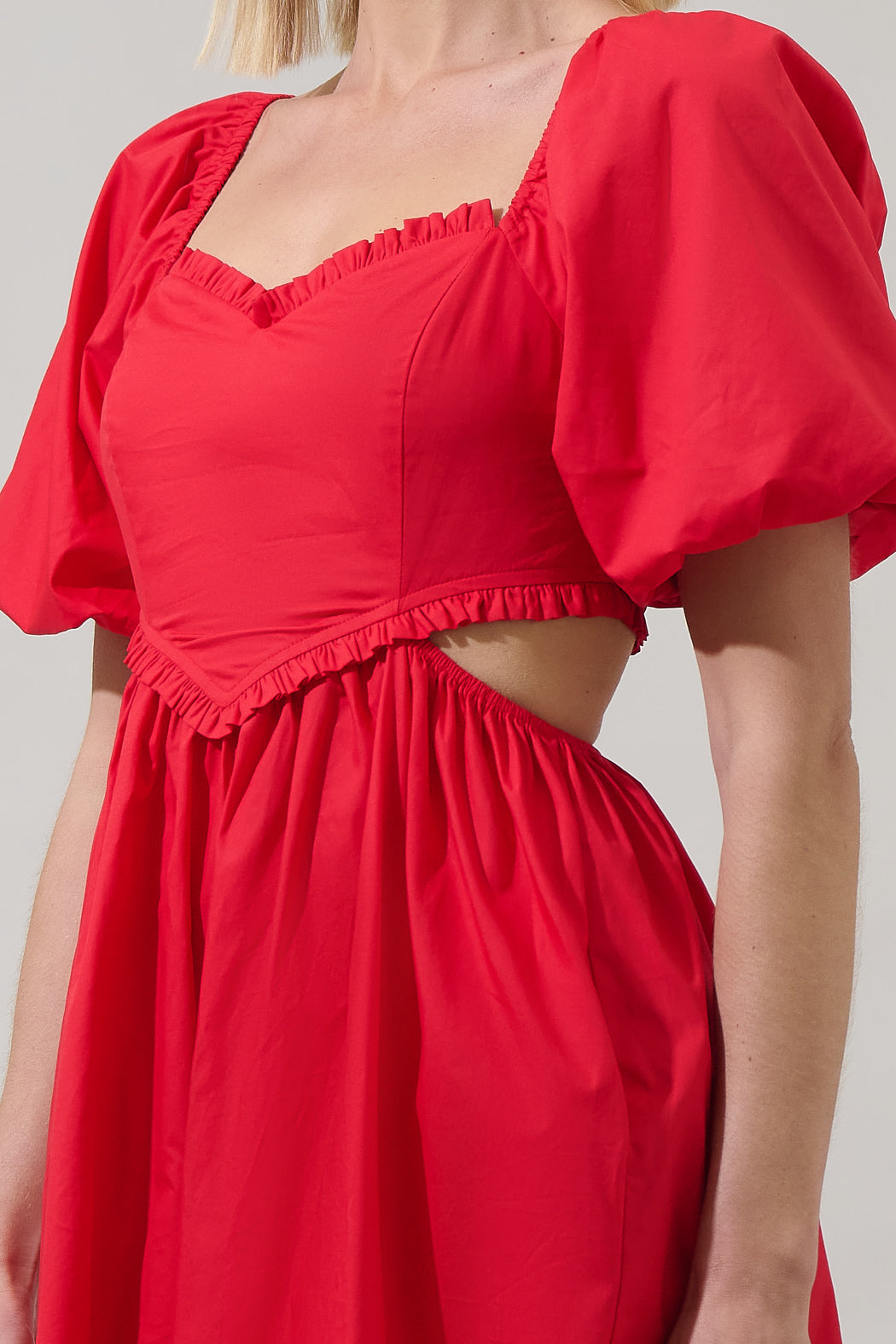 red smocked mini dress Red Puff Sleeve Smocked Mini Dress