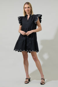 Tess Shift Scallop Mini Dress