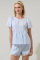 Uriela Striped Milagro Pom Pom Blouse