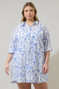 Azul Tropics Luba Oversized Shirt Mini Dress Curve