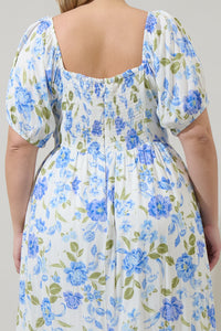 Milla Floral Alessi Puff Sleeve Midi Dress Curve