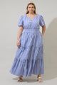 Brandy Striped Palmer Poplin Tiered Maxi Dress Curve