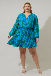 Amren Floral Paxton Balloon Sleeve Mini Dress Curve