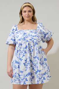 Leya Floral Pleated Mini Dress Curve