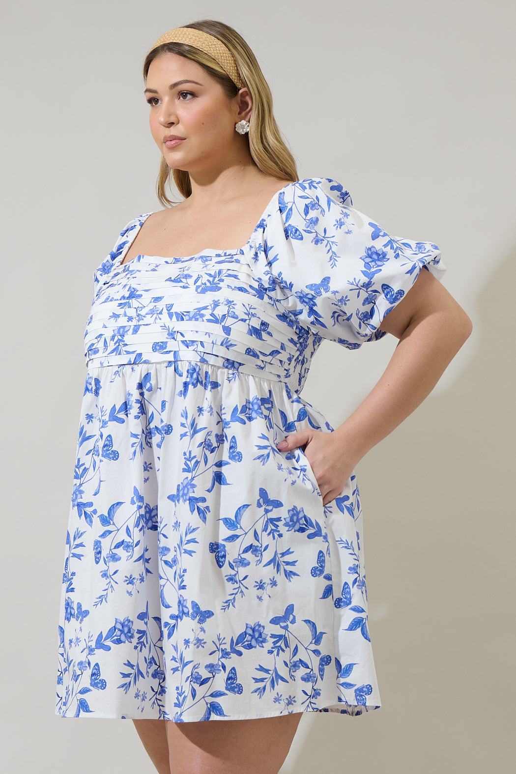 floral mini dress plus size Plus Size Floral Ruffled Mini Dress
