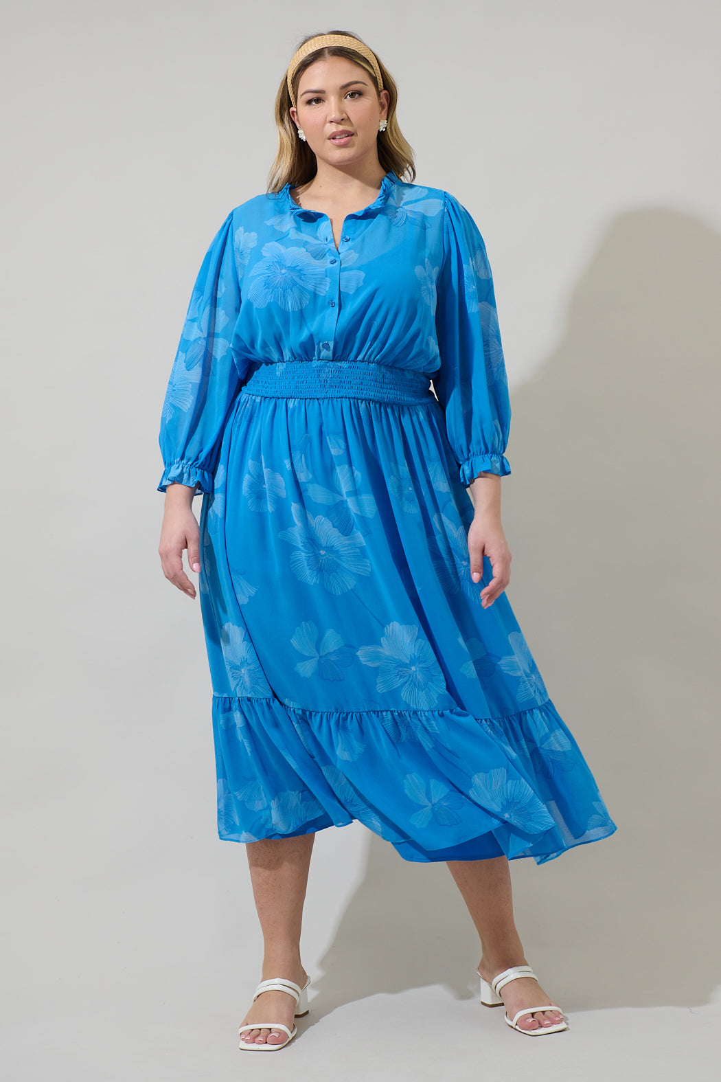 Surf Blossom Irene Smocked Midi Dress Curve Sugarlips Surf Blossom Irene Smocked Midi Dress Curve Sugarlips