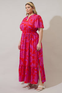 Imara Floral Valencia Split Neck Maxi Dress Curve