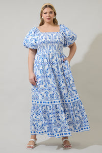 Veral Floral Berky Smocked Maxi Dress Curve