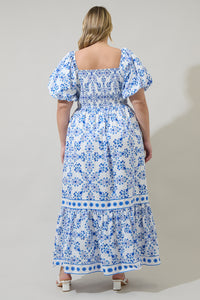 Veral Floral Berky Smocked Maxi Dress Curve