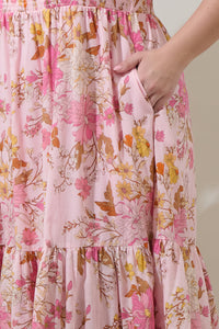 Solanda Floral Aruba Smocked Midi Dress Curve